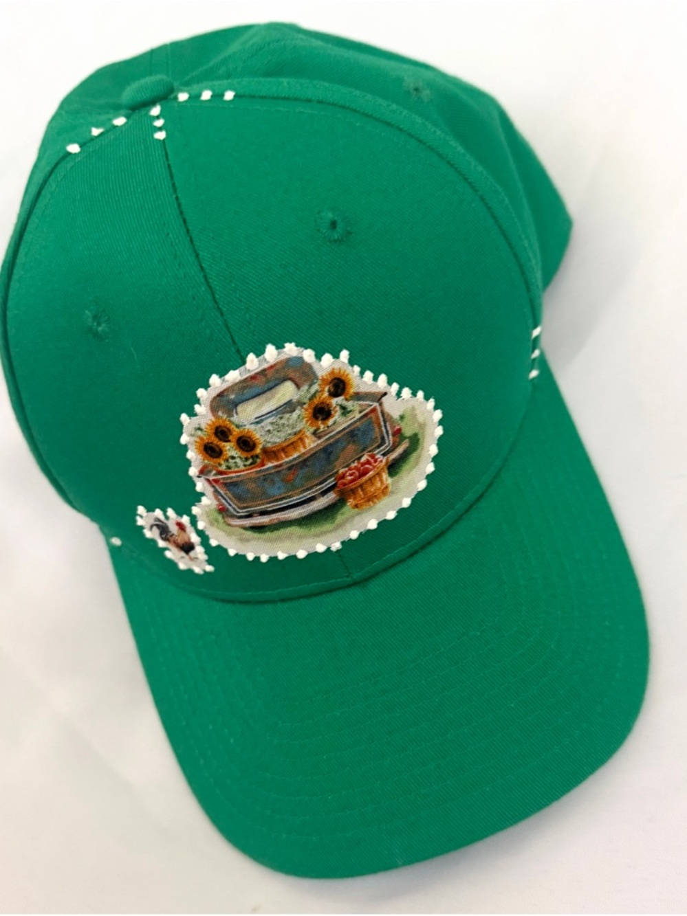 COBRA Hat custom design stitch and farm sunflowers patch youth size Sm adult